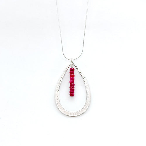 Large Hammered Leaf Ruby Necklace