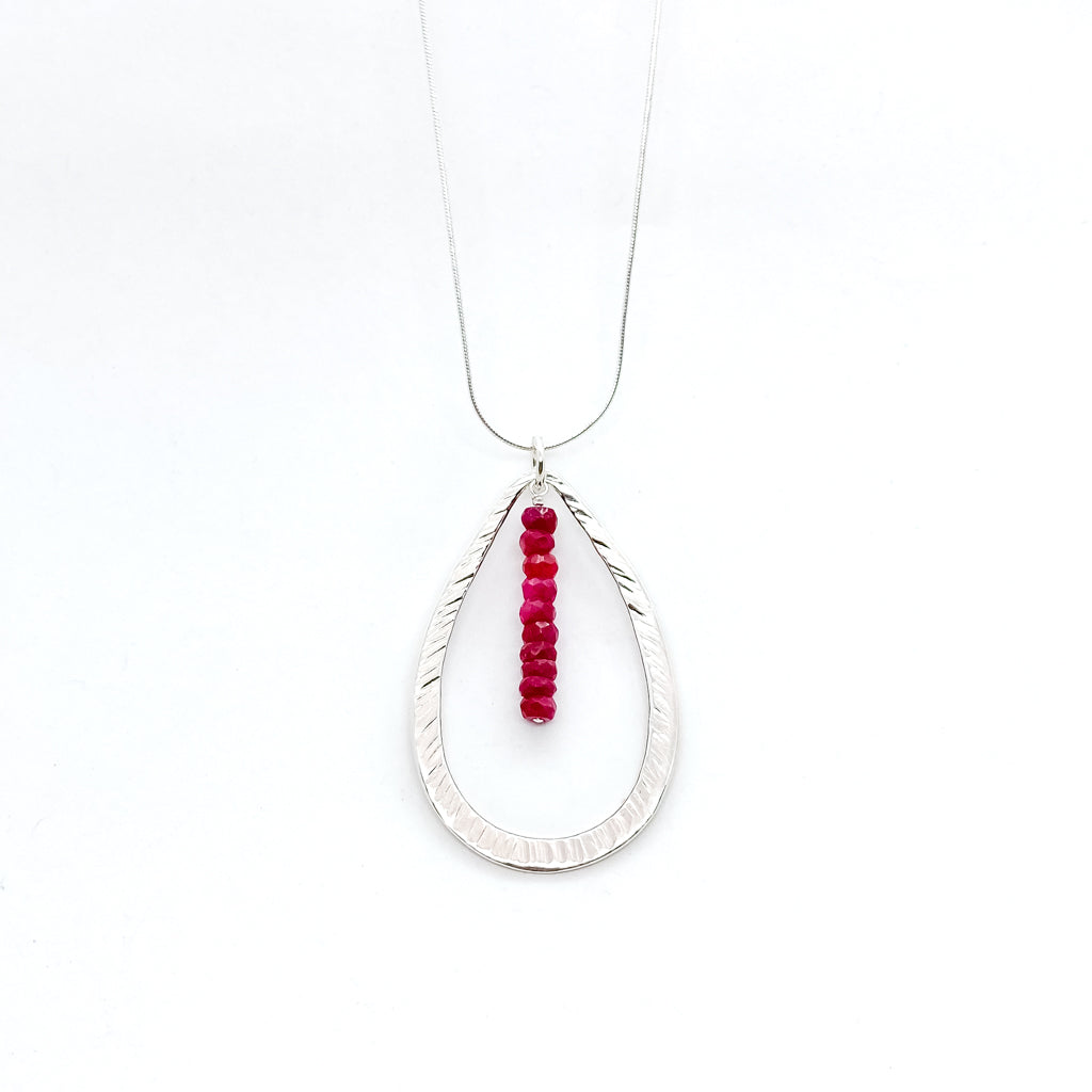 Large Hammered Leaf Ruby Necklace