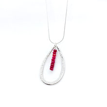 Load image into Gallery viewer, Large Hammered Leaf Ruby Necklace