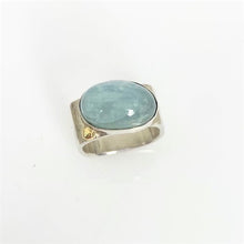 Load image into Gallery viewer, Large Aquamarine and gold Ring Size 12