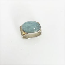 Load image into Gallery viewer, Aquamarine and gold Ring Size 6.5