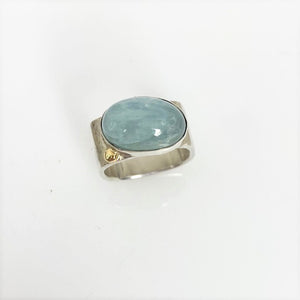 Aquamarine and gold Ring Size 6.5