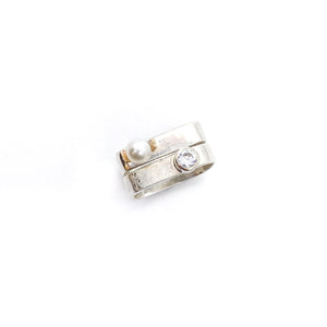 Medium Pearl & Gold Square Stacking Rings