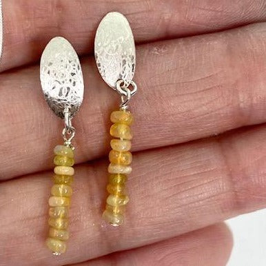 Scribbled oval with Opals Earrings
