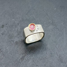 Load image into Gallery viewer, Pink Tourmaline and Diamond Bezel Ring Size 7 - SOLD