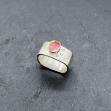 Load image into Gallery viewer, Pink Tourmaline and Diamond Bezel Ring Size 7 - SOLD