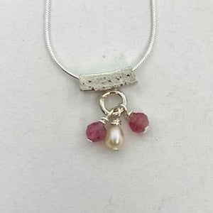 Elegant Cube Studs with mini pearls and pink tourmalines