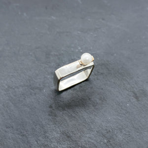 Medium Pearl & Gold Square Stacking Rings