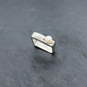 Medium Pearl & Gold Square Stacking Rings