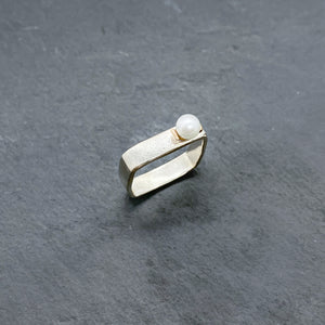 Medium Pearl & Gold Square Stacking Rings