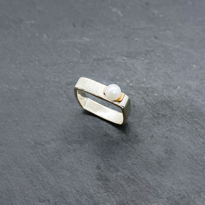 Medium Pearl & Gold Square Stacking Rings