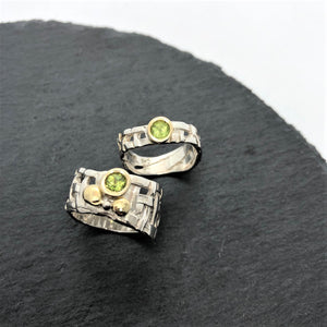 Woven Basket Gold Cluster Ring with Peridot