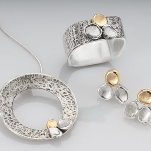 Tri-Petals Silver and Gold Earrings