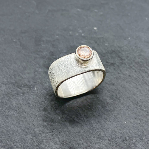 Pink CZ Wide Stacking Ring