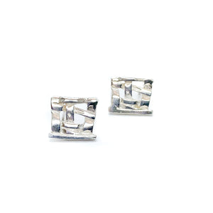 Silver Woven Basket Studs