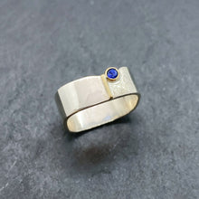 Load image into Gallery viewer, Blue Sapphire Bezel Ring Size 10
