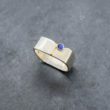 Load image into Gallery viewer, Blue Sapphire Bezel Ring Size 10