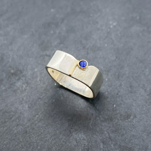 Blue Sapphire Bezel Ring Size 10