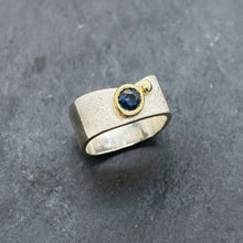 Load image into Gallery viewer, Blue Sapphire Bezel Ring Size 6