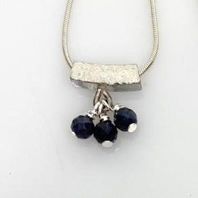 Scribbled Square Tube Slider with Sapphire Necklace