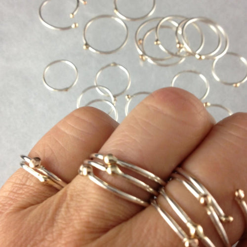 Annie's Skinny Sterling Silver and Gold Dot Rings