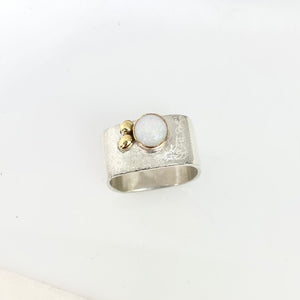 White Opal Bezel Ring Size 7.5