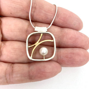Golden Pearl Window Necklace