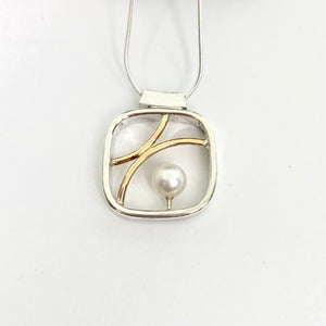 Golden Pearl Window Necklace