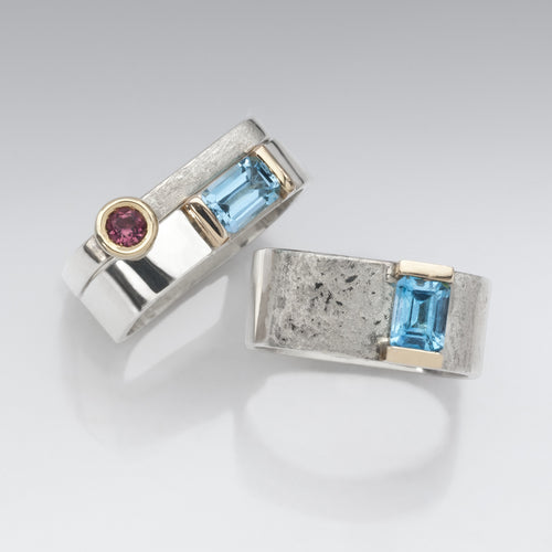 Stacking Bridge Ring Blue Topaz