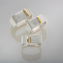 Load image into Gallery viewer, Stacking Square Sterling Silver Gold Bar Ring