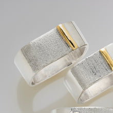 Load image into Gallery viewer, Stacking Square Sterling Silver Gold Bar Ring