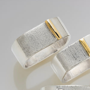 Stacking Square Sterling Silver Gold Bar Ring