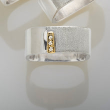 Load image into Gallery viewer, Stacking Square Sterling Silver Gold Bar Ring