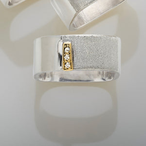Stacking Square Sterling Silver Gold Bar Ring