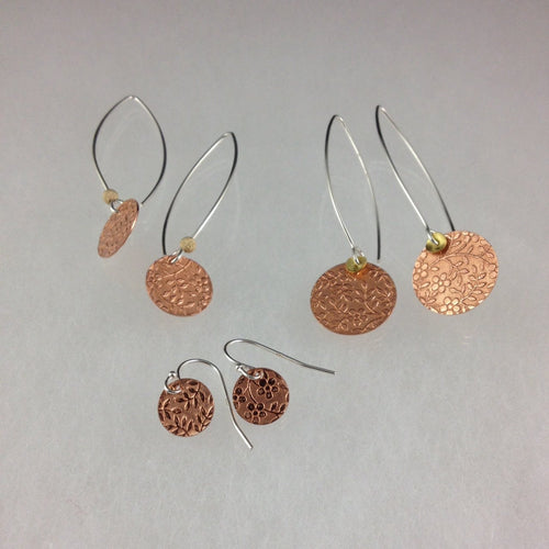 Textured Copper Earrings