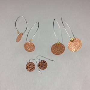 Textured Copper Earrings