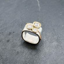 Load image into Gallery viewer, Tri-Diamond CZ Bezel Ring Size 6-8.5