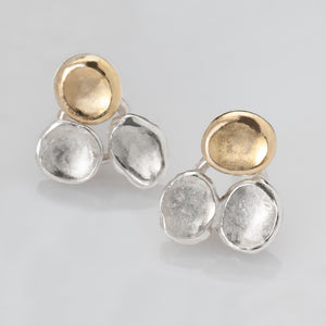 Tri-Petals Silver and Gold Earrings