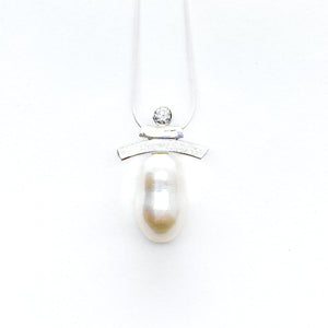 Balance White CZ and Pearl Inukshuk Slider Necklace