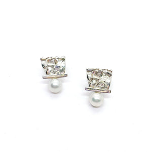 Woven Basket Pearl Studs