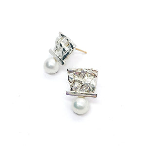 Woven Basket Pearl Studs