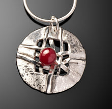 Load image into Gallery viewer, Woven Small Round Disc with Carnelian Necklace