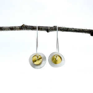 Brushed Silver and Gold Petals Earrings