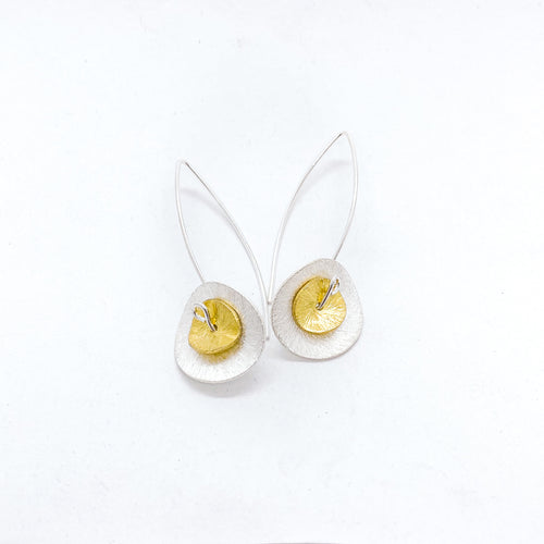 Brushed Silver and Gold Petals Earrings