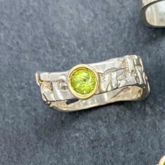 Skinny Woven Basket Ring with Peridot