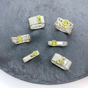 Skinny Woven Basket Ring with Peridot