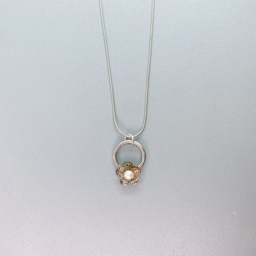 Pearl Flower Orbit Necklace