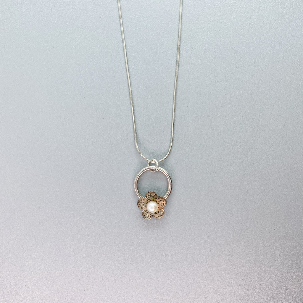 Pearl Flower Orbit Necklace