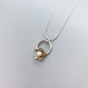 Pearl Flower Orbit Necklace
