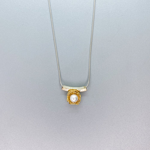 Gold Nesting Pearl Slider Necklace